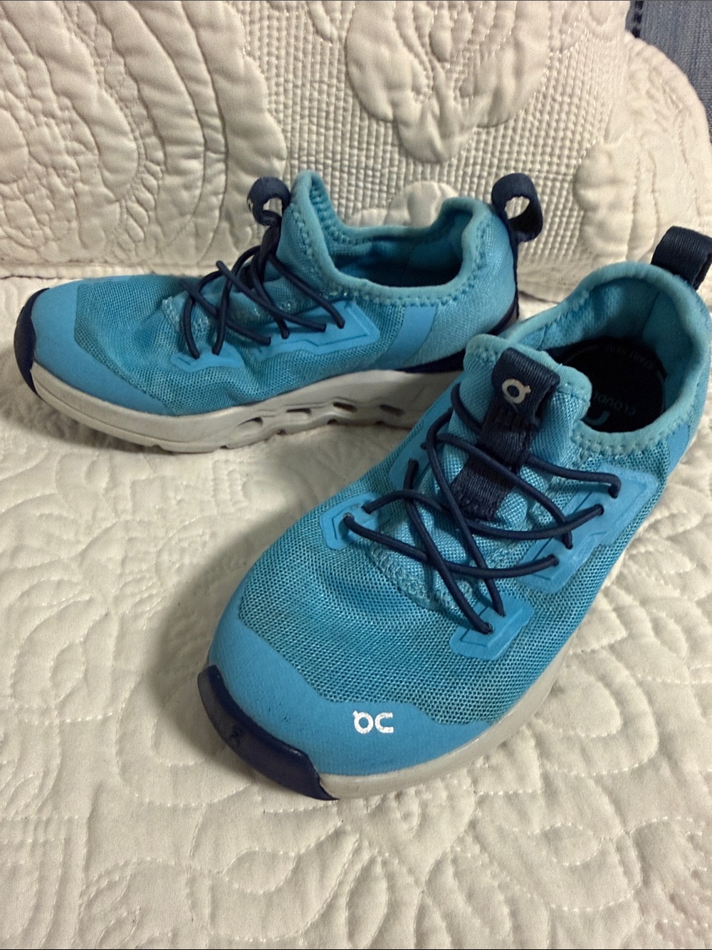 On Running Kids Slip-On Sneakers in Aqua Teal with Navy Accents